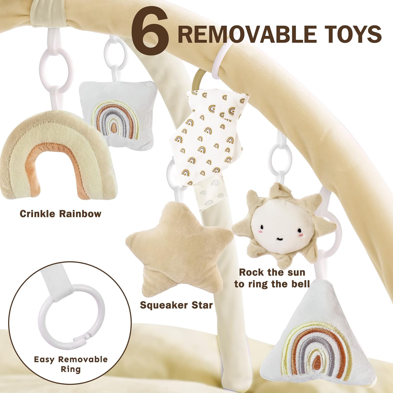 5-in-1 Convertible Baby Play Gym with 6 Toys