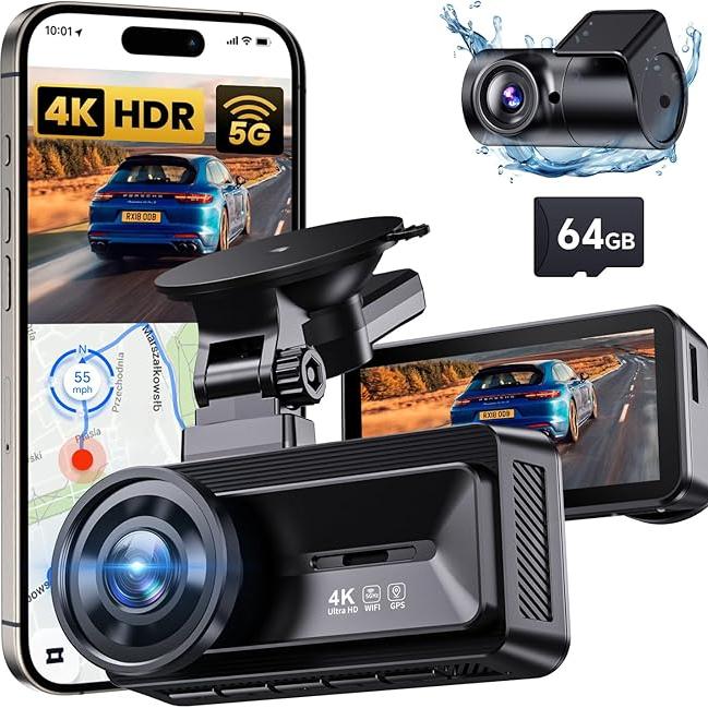 Dash Cam Front and Rear, 4K Full HD Dual Dash Camera