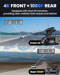 Dash Cam Front and Rear, 4K Full HD Dual Dash Camera