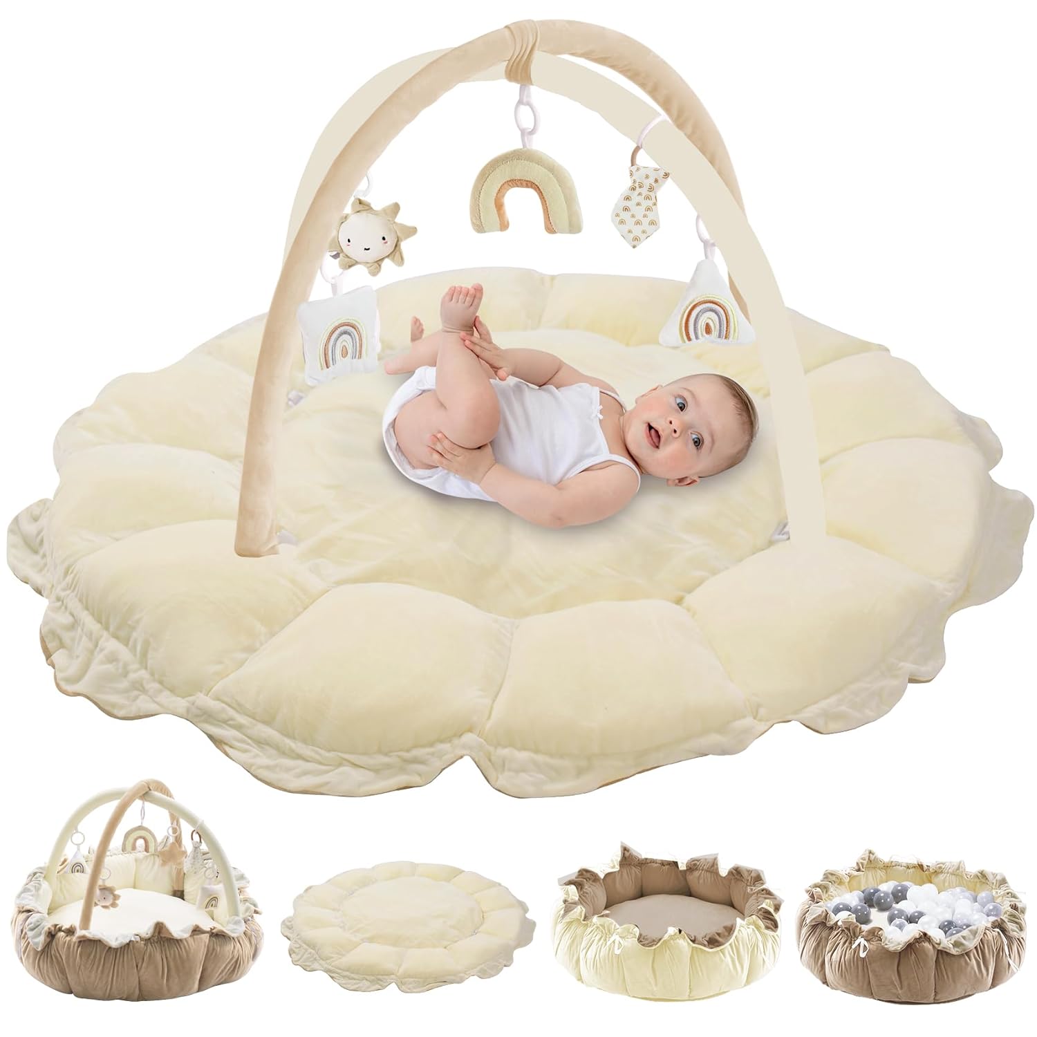 5-in-1 Convertible Baby Play Gym with 6 Toys