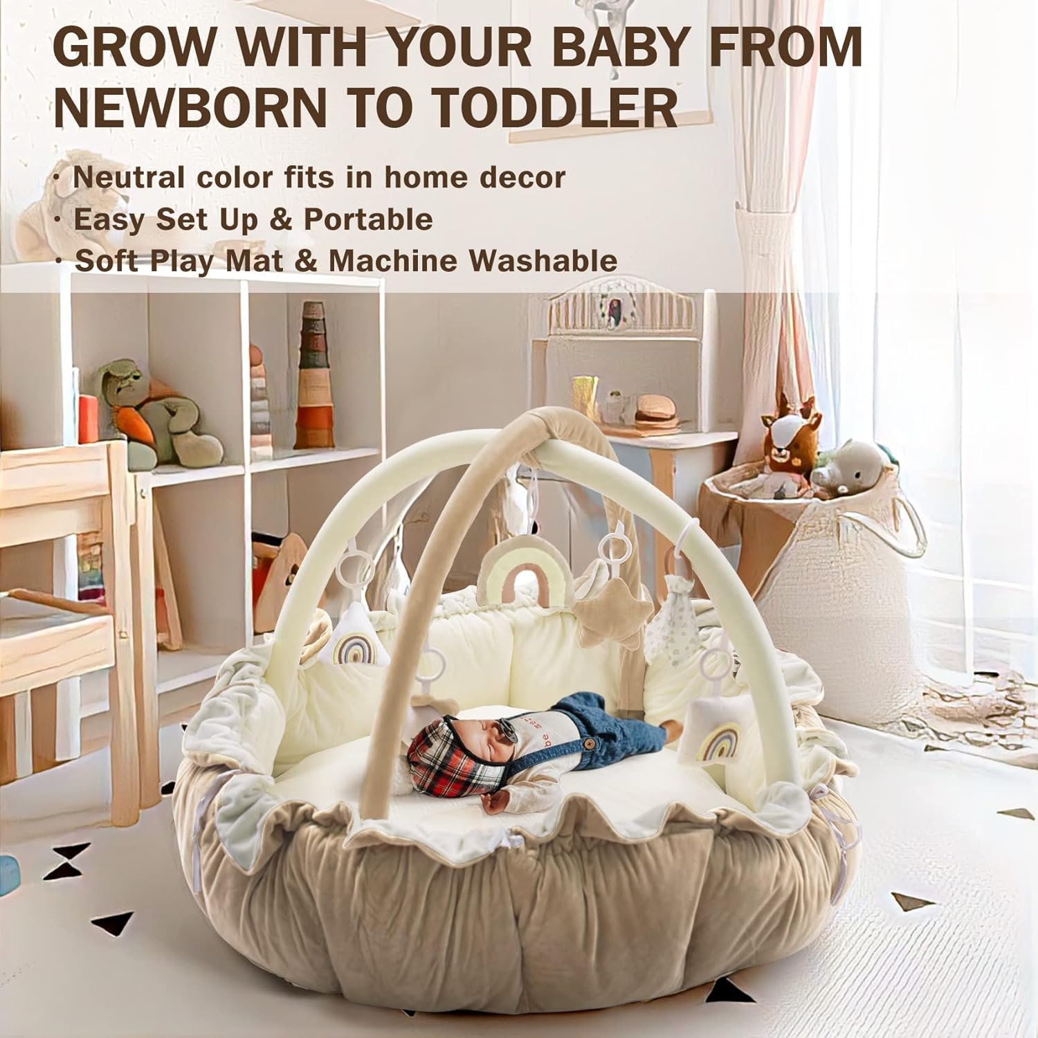 5-in-1 Convertible Baby Play Gym with 6 Toys